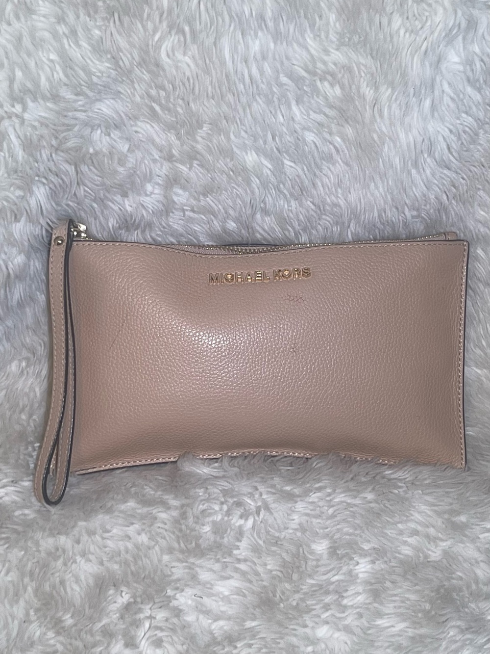 Michael Kors Nude Leather Wristlet Clutch